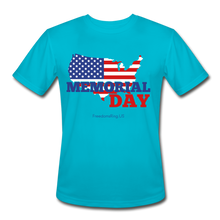 Load image into Gallery viewer, MEMORIAL DAY US FLAG - Men’s Moisture Wicking Performance T-Shirt - turquoise
