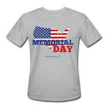 Load image into Gallery viewer, MEMORIAL DAY US FLAG - Men’s Moisture Wicking Performance T-Shirt - silver
