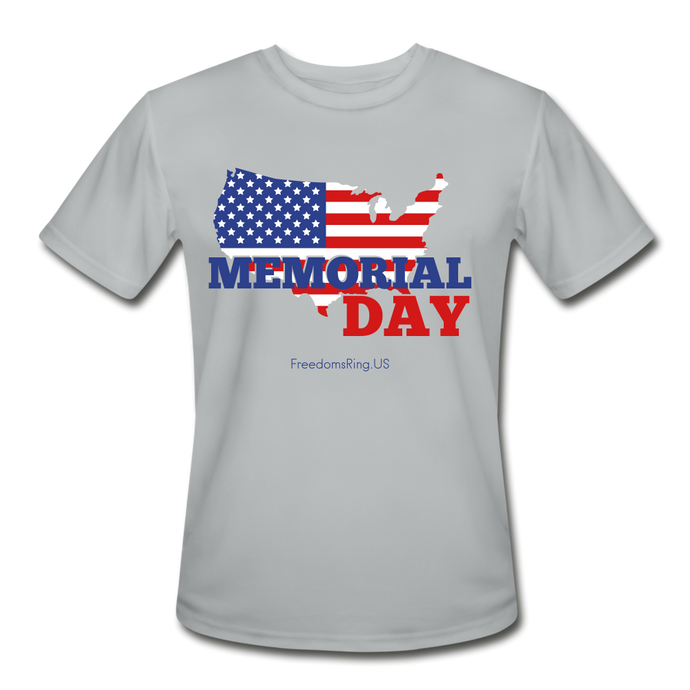 MEMORIAL DAY US FLAG - Men’s Moisture Wicking Performance T-Shirt - silver