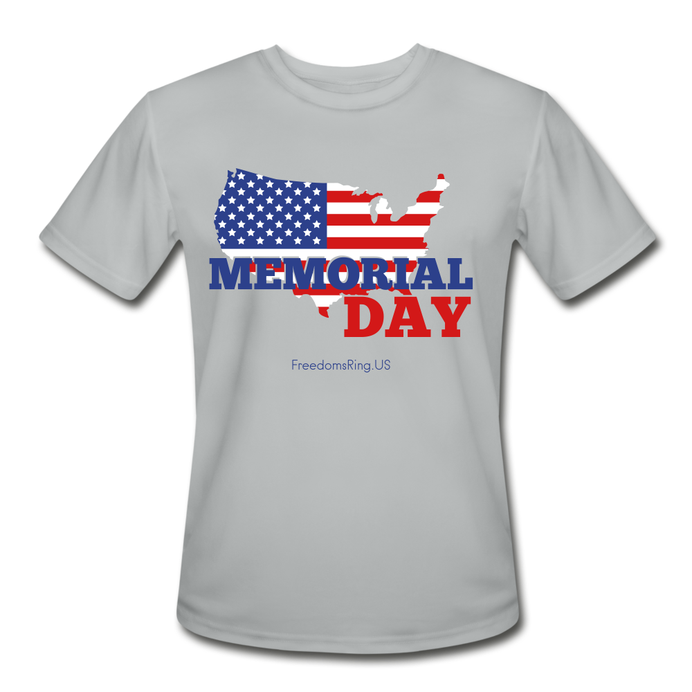 MEMORIAL DAY US FLAG - Men’s Moisture Wicking Performance T-Shirt - silver