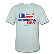 Load image into Gallery viewer, MEMORIAL DAY US FLAG - Unisex Heather Prism T-Shirt - heather prism ice blue
