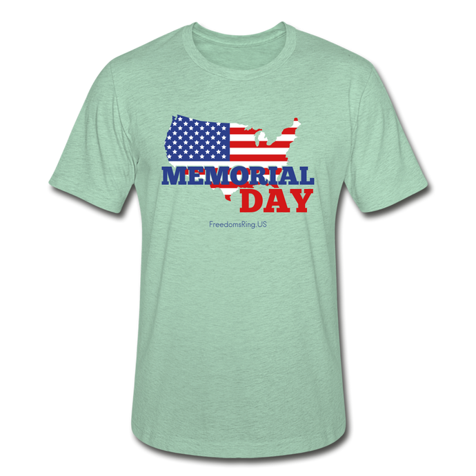 MEMORIAL DAY US FLAG - Unisex Heather Prism T-Shirt - heather prism mint