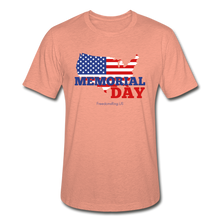 Load image into Gallery viewer, MEMORIAL DAY US FLAG - Unisex Heather Prism T-Shirt - heather prism sunset
