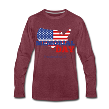 Load image into Gallery viewer, MEMORIAL DAY US FLAG - Men&#39;s Premium Long Sleeve T-Shirt - heather burgundy
