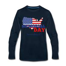 Load image into Gallery viewer, MEMORIAL DAY US FLAG - Men&#39;s Premium Long Sleeve T-Shirt - deep navy
