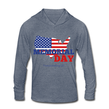 Load image into Gallery viewer, MEMORIAL DAY US FLAG - Unisex Tri-Blend Hoodie Shirt - heather blue
