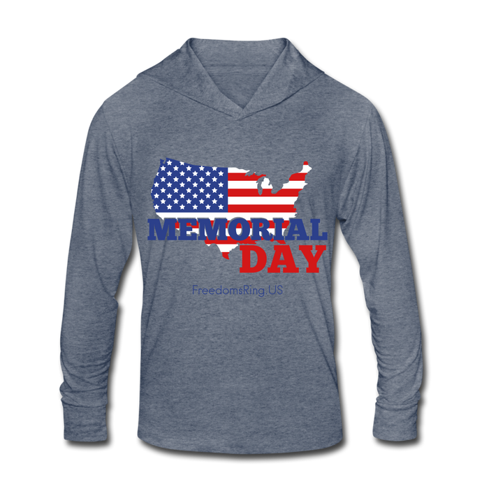 MEMORIAL DAY US FLAG - Unisex Tri-Blend Hoodie Shirt - heather blue