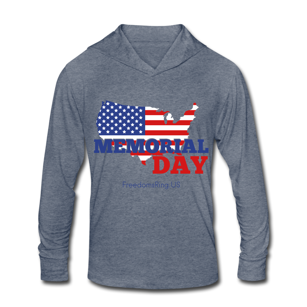 MEMORIAL DAY US FLAG - Unisex Tri-Blend Hoodie Shirt - heather blue