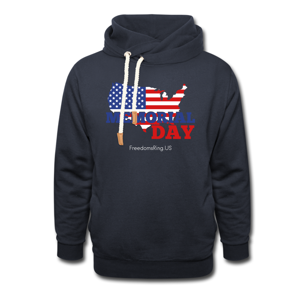 MEMORIAL DAY US FLAG - Shawl Collar Hoodie - navy