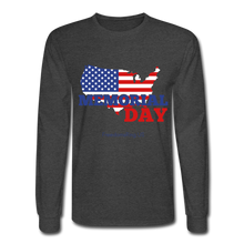 Load image into Gallery viewer, MEMORIAL DAY US FLAG - Men&#39;s Long Sleeve T-Shirt - heather black
