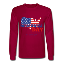 Load image into Gallery viewer, MEMORIAL DAY US FLAG - Men&#39;s Long Sleeve T-Shirt - dark red
