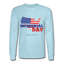 Load image into Gallery viewer, MEMORIAL DAY US FLAG - Men&#39;s Long Sleeve T-Shirt - powder blue
