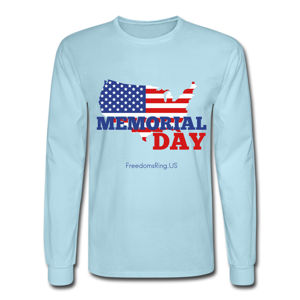 MEMORIAL DAY US FLAG - Men's Long Sleeve T-Shirt - powder blue