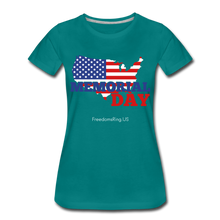 Load image into Gallery viewer, MEMORIAL DAY US FLAG - Women’s Premium T-Shirt - teal
