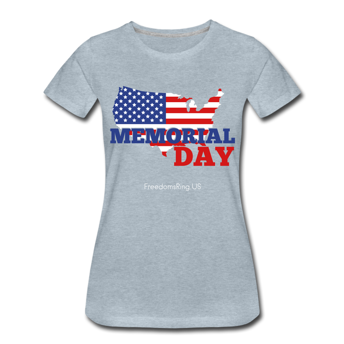 MEMORIAL DAY US FLAG - Women’s Premium T-Shirt - heather ice blue