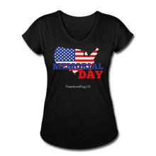 Load image into Gallery viewer, MEMORIAL DAY US FLAG - Women&#39;s Tri-Blend V-Neck T-Shirt - black
