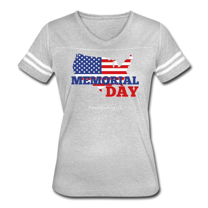 MEMORIAL DAY US FLAG - Women’s Vintage Sport T-Shirt - heather gray/white