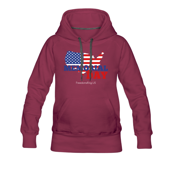 MEMORIAL DAY US FLAG - Women’s Premium Hoodie - burgundy