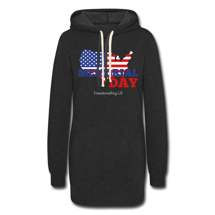 MEMORIAL DAY US FLAG - Women's Hoodie Dress - heather black