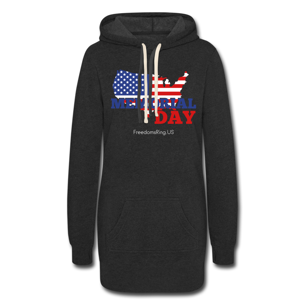 MEMORIAL DAY US FLAG - Women's Hoodie Dress - heather black