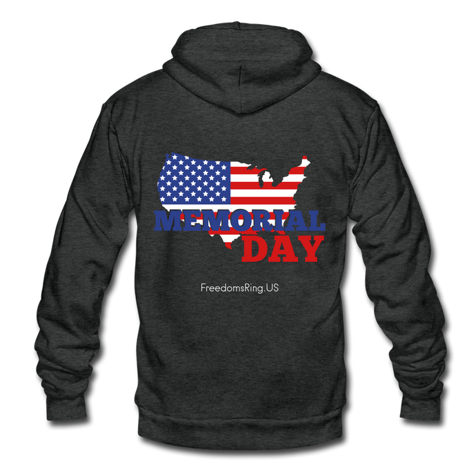 MEMORIAL DAY US FLAG - Unisex Fleece Zip Hoodie - charcoal gray