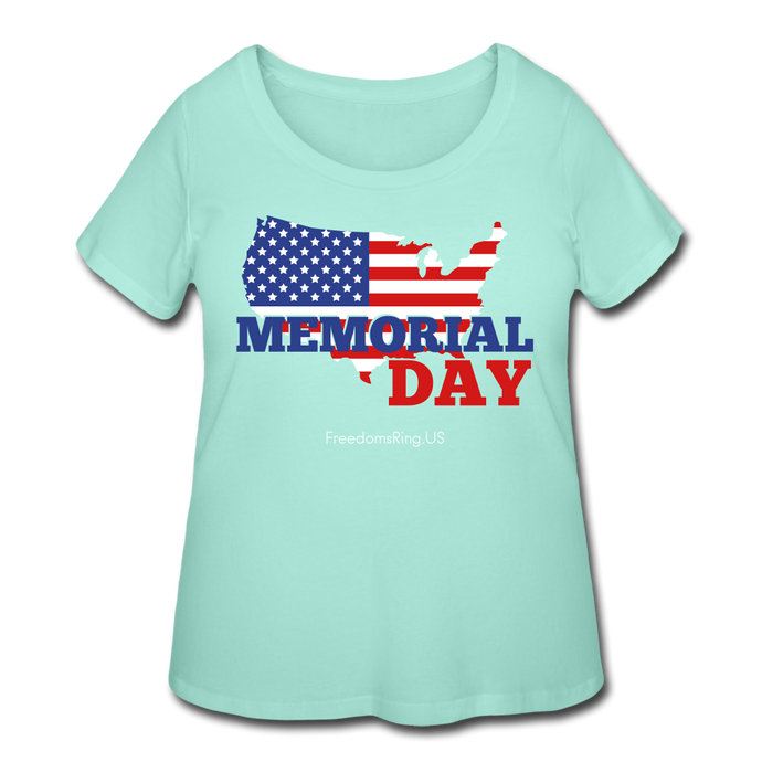 MEMORIAL DAY US FLAG - Women’s Curvy T-Shirt - mint