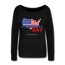 Load image into Gallery viewer, MEMORIAL DAY US FLAG - Women&#39;s Wideneck Sweatshirt - black
