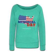 Load image into Gallery viewer, MEMORIAL DAY US FLAG - Women&#39;s Wideneck Sweatshirt - teal
