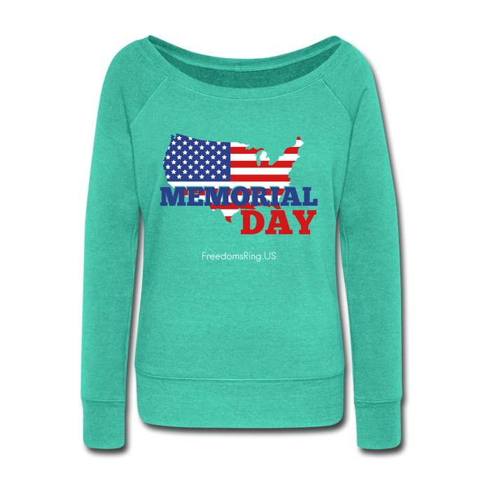 MEMORIAL DAY US FLAG - Women's Wideneck Sweatshirt - teal