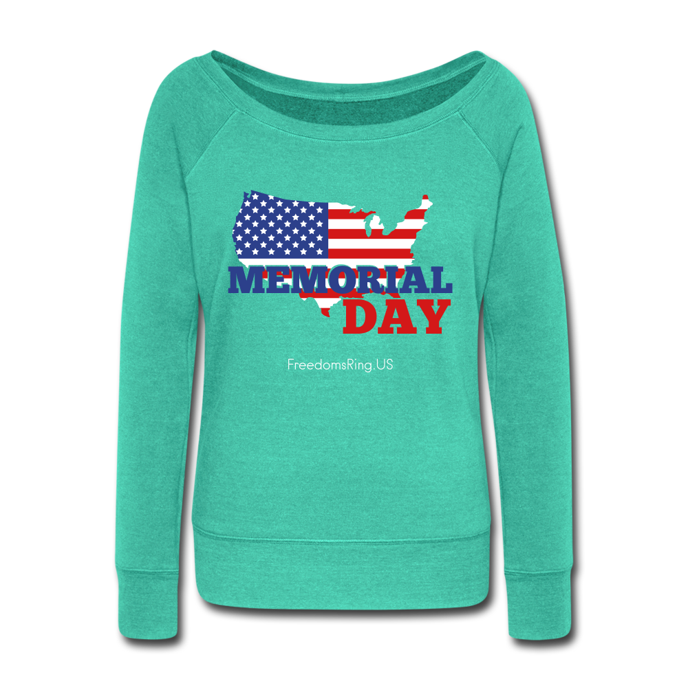 MEMORIAL DAY US FLAG - Women's Wideneck Sweatshirt - teal