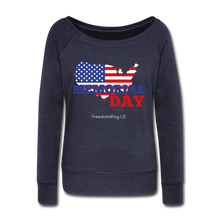 Load image into Gallery viewer, MEMORIAL DAY US FLAG - Women&#39;s Wideneck Sweatshirt - melange navy
