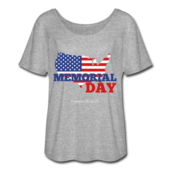 MEMORIAL DAY US FLAG - Women’s Flowy T-Shirt - heather gray