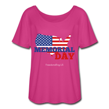 Load image into Gallery viewer, MEMORIAL DAY US FLAG - Women’s Flowy T-Shirt - dark pink
