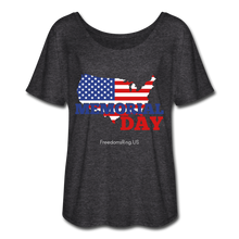 Load image into Gallery viewer, MEMORIAL DAY US FLAG - Women’s Flowy T-Shirt - charcoal gray
