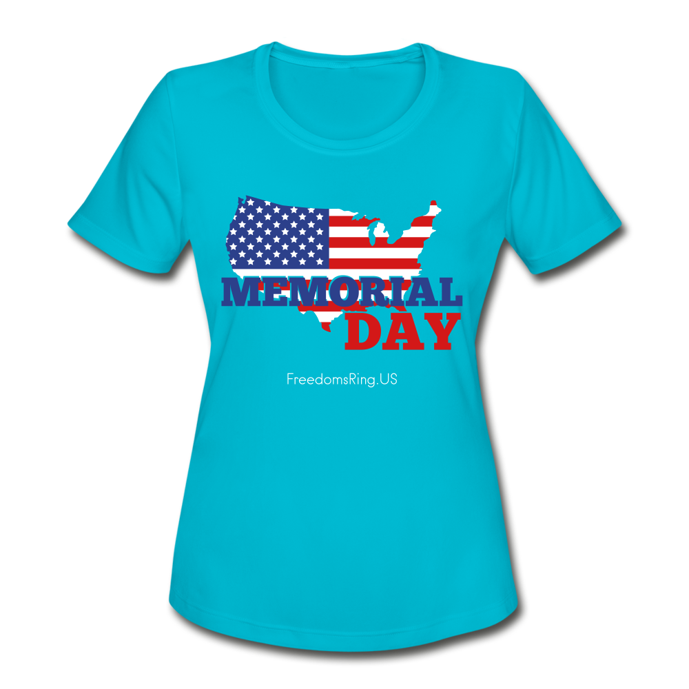 MEMORIAL DAY US FLAG - Women's Moisture Wicking Performance T-Shirt - turquoise