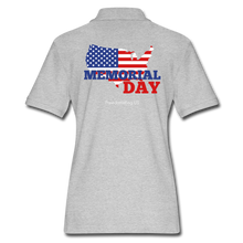 Load image into Gallery viewer, MEMORIAL DAY US FLAG - Women&#39;s Pique Polo Shirt - heather gray
