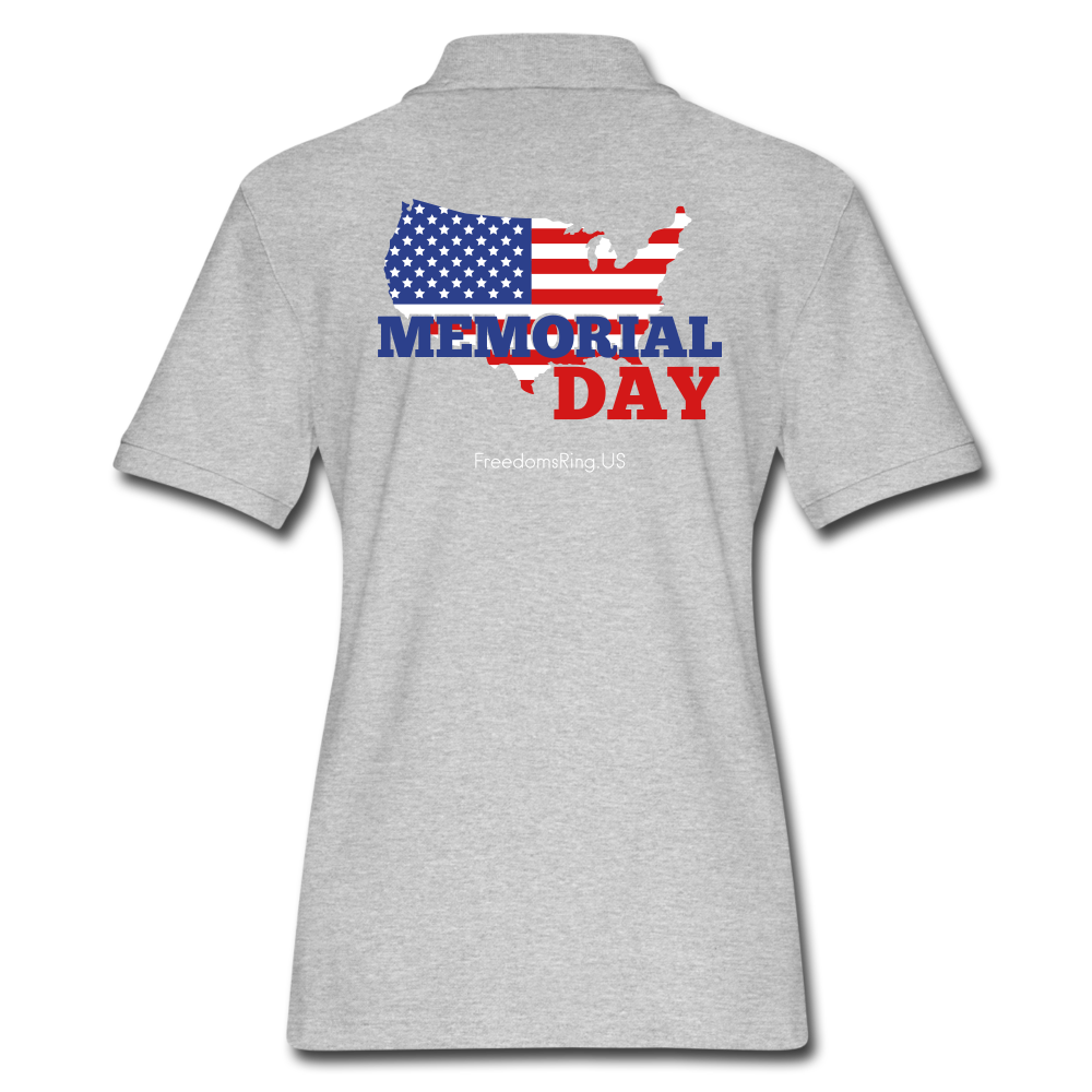 MEMORIAL DAY US FLAG - Women's Pique Polo Shirt - heather gray