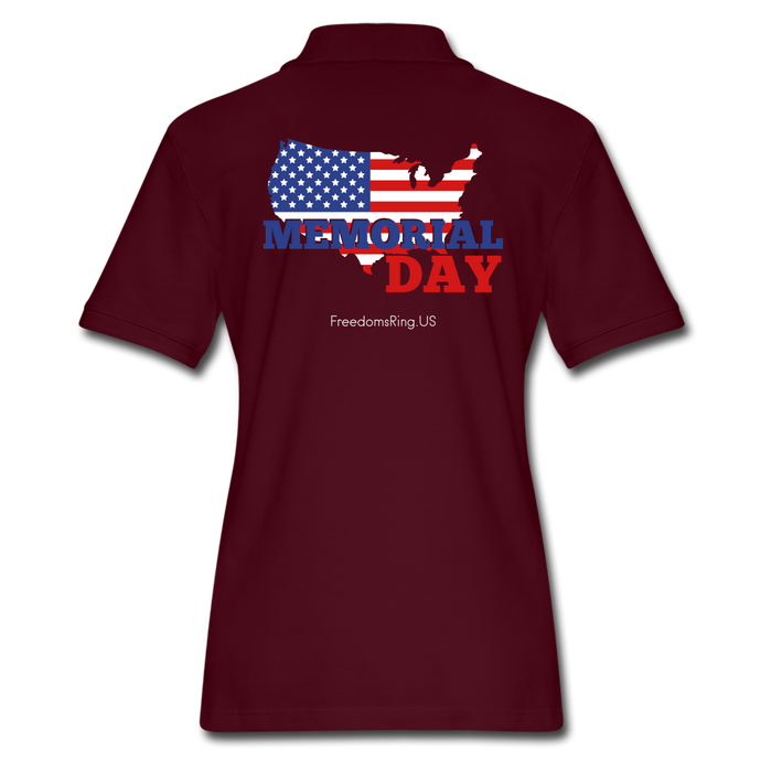 MEMORIAL DAY US FLAG - Women's Pique Polo Shirt - burgundy