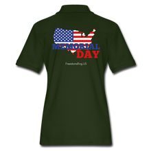 Load image into Gallery viewer, MEMORIAL DAY US FLAG - Women&#39;s Pique Polo Shirt - forest green
