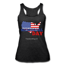 Load image into Gallery viewer, MEMORIAL DAY US FLAG - Women’s Tri-Blend Racerback Tank - heather black
