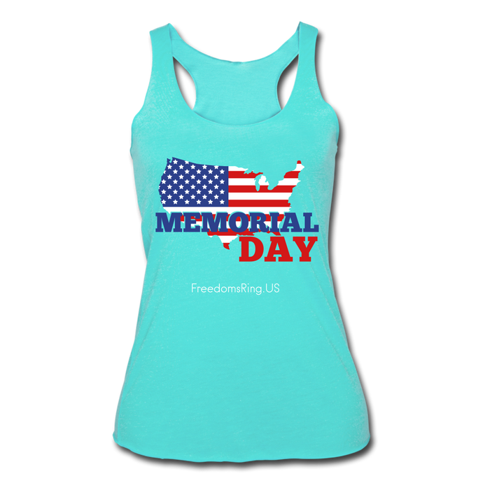 MEMORIAL DAY US FLAG - Women’s Tri-Blend Racerback Tank - turquoise