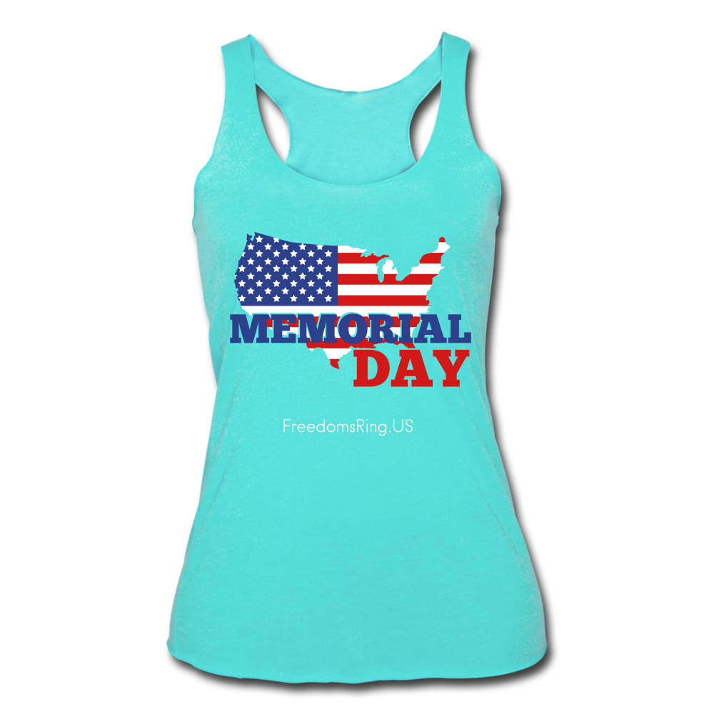 MEMORIAL DAY US FLAG - Women’s Tri-Blend Racerback Tank - turquoise