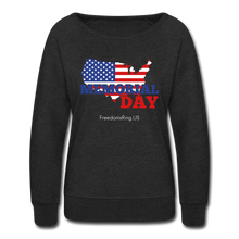 Load image into Gallery viewer, MEMORIAL DAY US FLAG - Women’s Crewneck Sweatshirt - heather black
