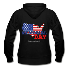 Load image into Gallery viewer, MEMORIAL DAY US FLAG - Gildan Heavy Blend Women&#39;s Zip Hoodie - black
