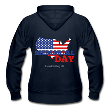 Load image into Gallery viewer, MEMORIAL DAY US FLAG - Gildan Heavy Blend Women&#39;s Zip Hoodie - navy
