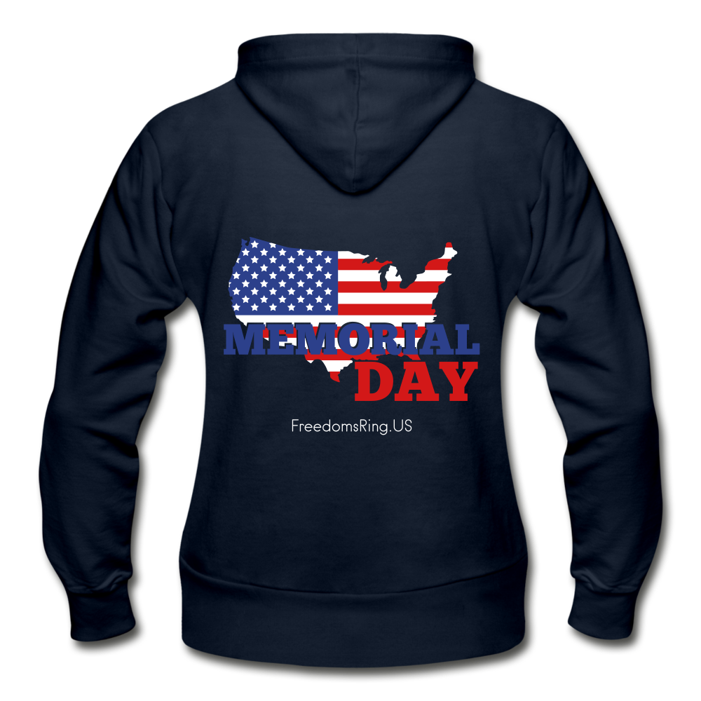 MEMORIAL DAY US FLAG - Gildan Heavy Blend Women's Zip Hoodie - navy