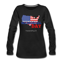 Load image into Gallery viewer, MEMORIAL DAY US FLAG - Women&#39;s Premium Long Sleeve T-Shirt - black
