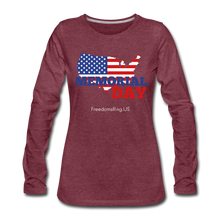 Load image into Gallery viewer, MEMORIAL DAY US FLAG - Women&#39;s Premium Long Sleeve T-Shirt - heather burgundy
