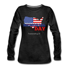 Load image into Gallery viewer, MEMORIAL DAY US FLAG - Women&#39;s Premium Long Sleeve T-Shirt - charcoal gray
