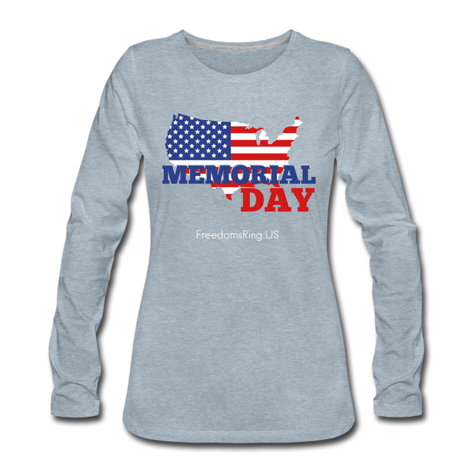 MEMORIAL DAY US FLAG - Women's Premium Long Sleeve T-Shirt - heather ice blue